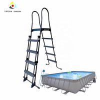 Tangga Kolam Renang Dalam Tanah dengan Platform untuk Kolam Renang Baja Anti Karat Model AQUATEC/TRICON TR5000 Abu-abu & Biru Garansi 1 Tahun