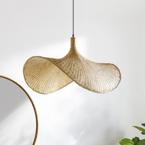 Luminaire suspendu en rotin naturel, style Wabi Sabi, <span class=keywords><strong>lampe</strong></span> suspendue en bambou pour plafond, 100 cm, pour hôtel, maison d'hôtes, villa - Product Image 1