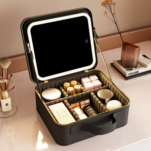 Tracolla portatile da viaggio per <span class=keywords><strong>Make</strong></span> <span class=keywords><strong>Up</strong></span> Organizer custodia custodia per trucco a Led staccabile con specchio luminoso - Product Image 2