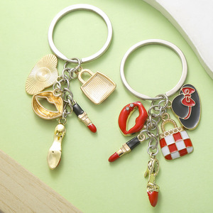 Chapeau rouge pour femme, étui à rouge à lèvres, chaussures à talons hauts, accessoires porte-clés, pendentif personnalisé, chaîne de téléphone DIY - Product Image 5