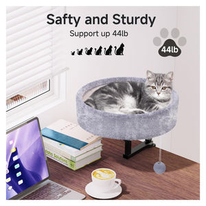 Venta al por mayor moderna de plástico pequeña mascota Mesa cama 360 rotación gato nido altura ajustable escritorio gato hamaca para oficina - Product Image 6