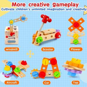 Herramienta <span class=keywords><strong>de</strong></span> <span class=keywords><strong>madera</strong></span>, <span class=keywords><strong>caja</strong></span> <span class=keywords><strong>de</strong></span> <span class=keywords><strong>herramientas</strong></span> <span class=keywords><strong>de</strong></span> juguete, construcción educativa para niños pequeños, juguetes para niños, juego <span class=keywords><strong>de</strong></span> accesorios, regalo creativo para niños <span class=keywords><strong>de</strong></span> 3 años - Product Image 3