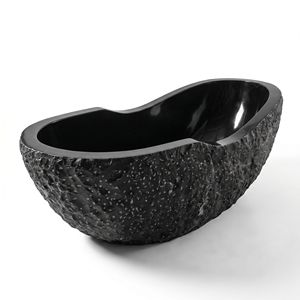 Baignoires ovales modernes sur mesure de luxe en marbre noir/jade encre exclusif – Baignoire autoportante en marbre pour salle de bain, villa, hôtel - Product Image 2