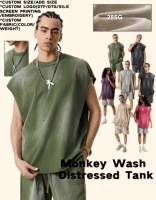 Débardeur tricoté respirant personnalisé avec logo, vente en gros, pour hommes, femmes, unisexe, 285 g/m², coupe oversize, épaules tombantes, effet délavé Monkey Wash, collection 2026