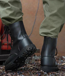 บูทยาวหนังเต็มตัวสำหรับผู้ชายสีดำระบายอากาศได้ดีแนวยุทธวิธีแบบอเมริกัน - Product Image 1