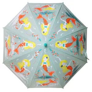 만화 인쇄를 가진 19 인치 아이 아이들 우산을 젖을 때 견주 직물 색깔 변화