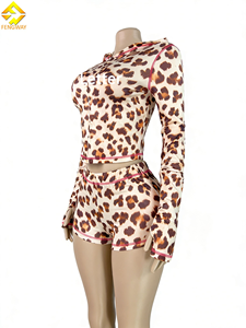 Abbigliamento Y2K da donna, top corto e pantaloncini con stampa leopardata, set da 2 pezzi, set di pantaloncini loungewear, set da 2 pezzi, primavera estate - Product Image 2
