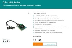PCIe/upci/<span class=keywords><strong>PCI</strong></span> có dây nối tiếp thẻ CP-134U-DB44 nữ với 4 cổng - Product Image 6