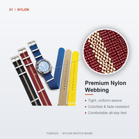 Bracelet de montre Perlon bleu, noir, bordeaux, beige, jaune, tressé, 20 mm, 22 mm, boucle en acier inoxydable, plongée, sport, OEM