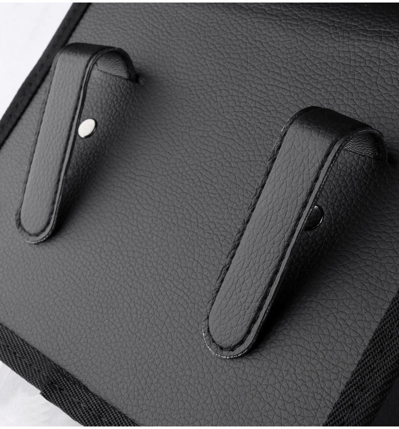 Mini Leather Bin Car Door Organizer Trash Bag Hanging Leather Vehicle Trash Bin Can with Clip and Lid