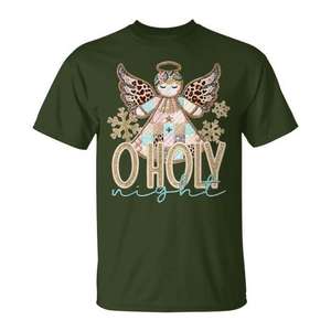 T-shirt de Noël unisexe pour adulte avec motif ange patchwork « O Holy Night » - Product Image 1