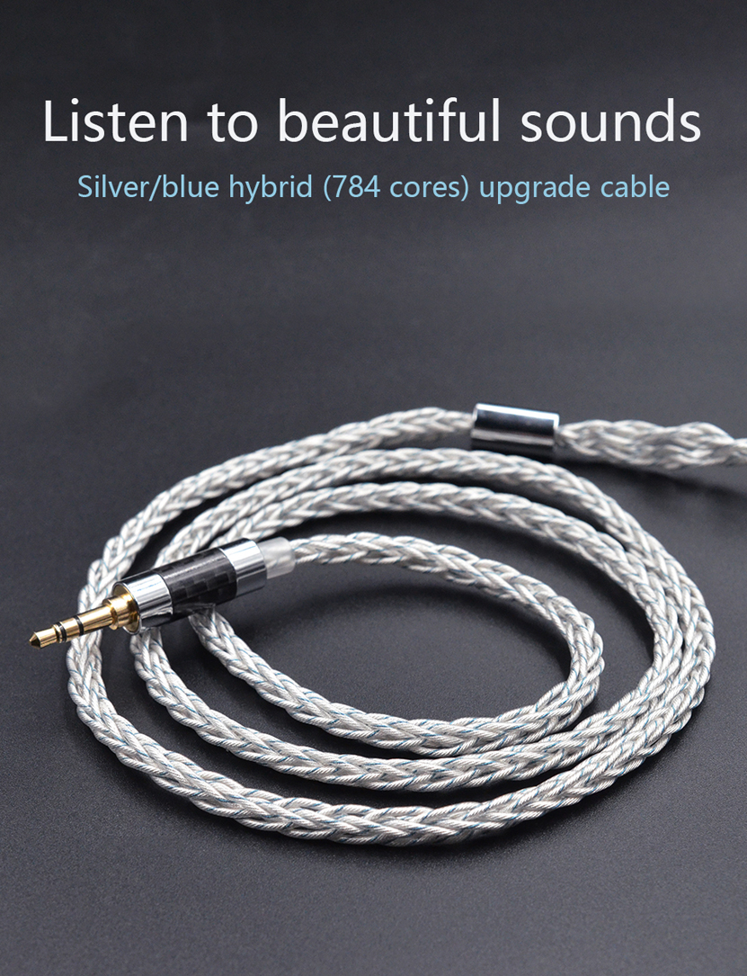 KZ 8 Core Silver/blue Mixed Update Cable for Earbuds & Headphones