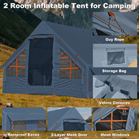 Tenda Camping Empat Musim 2 Ruangan Besar, Tahan Air, Tenda Tiup Otomatis Cepat Buka, Bahan Oxford 210D