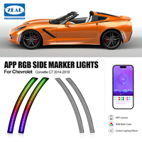 Feux latéraux à LED RGB à changement de couleur contrôlés par application pour Chevrolet Corvette C7 2014-2019, lentille transparente, 4 pièces