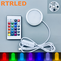 Lampu LED Tipe-C Bundar untuk Kit Lampu Bambu Lab 001 RGB Ultra-Tipis untuk Printer 3D, Pemasangan di Permukaan dengan Remote
