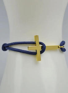 <span class=keywords><strong>Pulsera</strong></span> <span class=keywords><strong>de</strong></span> Cuerda Ajustable con Cruz Lateral <span class=keywords><strong>de</strong></span> Acero Inoxidable para Hombre, Joyería Religiosa Personalizada Unisex, Regalo - Product Image 3