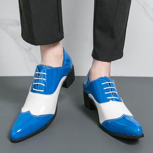 2733 Nuove Scarpe Eleganti da <span class=keywords><strong>Uomo</strong></span> in Pelle con Punta Affusolata e Lacci, Misura Grande, <span class=keywords><strong>Tacco</strong></span> <span class=keywords><strong>Alto</strong></span>, per Cerimonie e Matrimoni - Product Image 2