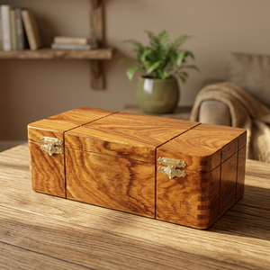 Custom Designer Sheesham Wood Chess Set with Cut-Out Table Game Board Convenient Play Wooden Pieces & Board in a Box - Product Image 1