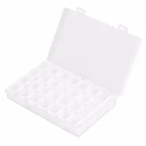 Kotak Penyimpanan Kosong Plastik Bening 28 Slot, untuk Alat Manikur Seni Kuku Manik-manik Tampilan Tempat Penyimpanan Penata