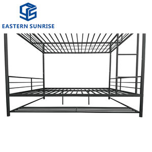 <span class=keywords><strong>Lit</strong></span> superposé vintage en métal noir avec étagère de <span class=keywords><strong>rangement</strong></span> sous le <span class=keywords><strong>lit</strong></span> pour la maison ou le dortoir - Construction en acier robuste - Product Image 3