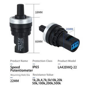 Potenciómetro de núcleo de vidrio esmaltado con perilla grande y pequeña, orificio de montaje de 22 mm, IP65, LA42DWQ-22, control de velocidad VFD, LA42DWQ-22 High A - Product Image 3