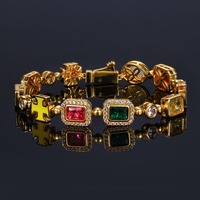 Bracelet tendance avec breloque croix en CZ multiforme et multicolore, en laiton plaqué or, émail, style Icy, unisexe, bijoux streetwear rap, vente en gros