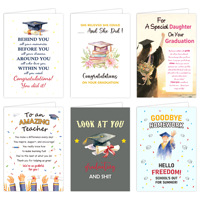 Ensemble de cartes de remise de diplôme inspirantes, 6 designs, cartes de félicitations, enveloppes rouges, papier fantaisie, impression offset, gaufrage
