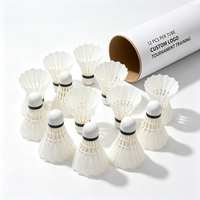 Volants de badminton professionnels OEM personnalisables avec logo, qualité 1, tête en liège double couche, vol stable, 12 pièces par tube