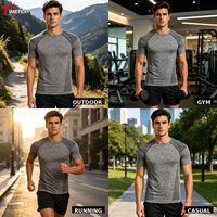 T-shirt de sport personnalisé pour homme, séchage rapide, motif rayé, coupe-vent, en polyester tricoté, à manches courtes, pour l'été