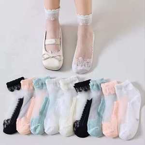 Chaussettes de princesse en dentelle pour bébés filles, printemps-été, respirantes, confortables, fines, en soie glacée tricotée, cristal, 3-<span class=keywords><strong>8</strong></span> ans, emballées - Product Image 1