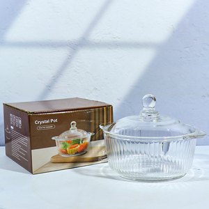 Hochtemperatur-Borosilikatglas-Kochtopf für Küche & Haushalt, Transparente Geschirr-Glasschüssel mit Deckel - Product Image 2