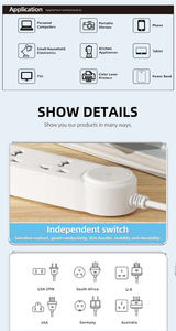 Prise multiple universelle de type PP, personnalisable, anti-feu, avec prise UK/EU, 2000W, pour usage domestique, vente en gros - Product Image 4