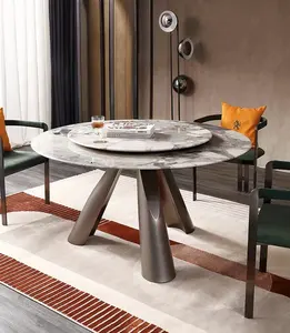 Набор зеркальных обеденных столов с мраморной поверхностью, итальянская роскошная мебель для столовой на 8 мест