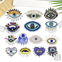 Patchs brodés faits main avec perles, sequins, yeux maléfiques, cristaux et perles pour chaussures, chapeaux, sacs et vêtements
