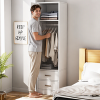 Armoire verticale moderne à une seule porte avec tiroirs, blanche, étroite, pour le rangement des vêtements dans les petites chambres et salles à manger
