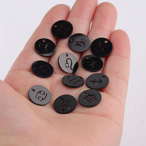 Bijoux Horoscope personnalisés, pendentif en acier inoxydable plaqué or 14K, breloques à disque creux 12 signes du zodiaque pour collier DIY - Product Image 3