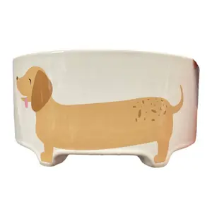 2023新款陶瓷猫狗盘子可爱动物图案陶瓷宠物食品碗