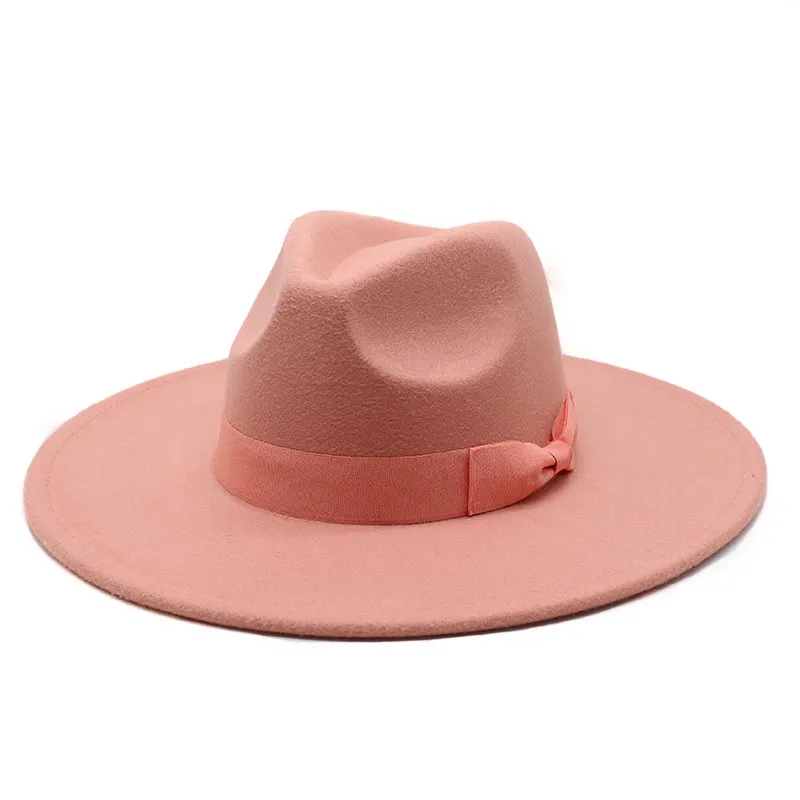 Sombrero de Panamá de ala ancha clásica de 9cm, Sombrero de Panamá con lazo, accesorios informales de moda, sombreros de fieltro de jazz, sombrero de tela vaquera