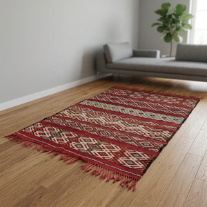 Tapis tribal fait main, kilim marocain, tapis berbère en laine, tapis rectangulaires avec support en jute, pour la maison, le salon, vente en gros, noués à la main - Product Image 1