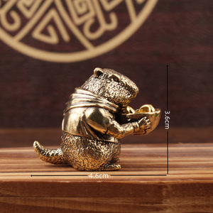 Figurine de marmotte en laiton, forme irrégulière, décoration de table, ornement du Nouvel An chinois - Product Image 4