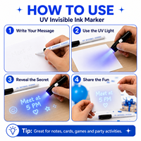 Marqueurs à encre invisible UV, 12 pièces, stylos à messages secrets avec lumière LED pour papier, métal, verre, tissu, bricolage amusant
