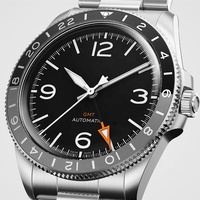 GMT-Reloj de pulsera de acero inoxidable para hombre, automático, mecánico