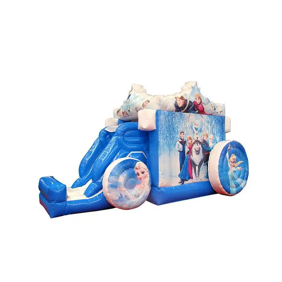 Đông lạnh Inflatable Wagon với trượt băng và tuyết công chúa lâu đài ngoài trời đồ chơi bơm hơi Inflatable nảy lâu đài