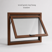 Fenêtre à battant en PVC imitation bois, triple vitrage, verre trempé pour villas résidentielles