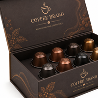 Boîte d'emballage personnalisée OEM pour dosettes de café, boîte cadeau de luxe en papier rigide avec insert et couvercle à charnière pour capsules