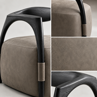 Fauteuil lounge moderne de luxe en bois noir, fauteuil d'appoint suspendu en forme de cube avec structure en chêne cintrée pour projets de villas et d'hôtels