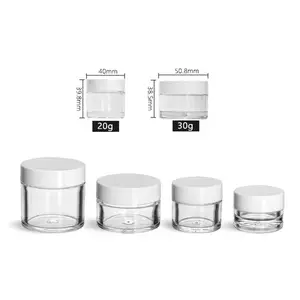 Trắng Nắp Xi Lanh Rõ Ràng Jar 15 Ml Chất Liệu PS Vòng Ice Jar Cặng-Tường Rõ Ràng PS Chất Liệu Nhựa Jar 50G