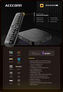ACECONN Android 11 4K para TV Box ONAIR3, WiFi Dual, Bluetooth, Control Remoto por <span class=keywords><strong>Voz</strong></span>, Teclas Retroiluminadas, Función Buscar RCU, Sword Pro+ - Product Image 6