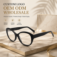 94707 Bingkai Kacamata Optik Model Cat Eye Kupu-kupu Bahan Asetat Logo Kustom OEM ODM Grosir