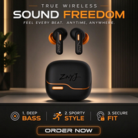 Earbud Nirkabel TWS ENC ANC Quad Mic Kontrol APP Terbaru, Tahan Air IPX5, Suara Hi-Fi, LED In-Ear, Baterai 650mAh